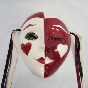 ABOUT FACE Div of CLAY ART Ceramic Mask Valentine Hearts Pierrot Clown or Jester   142482649853